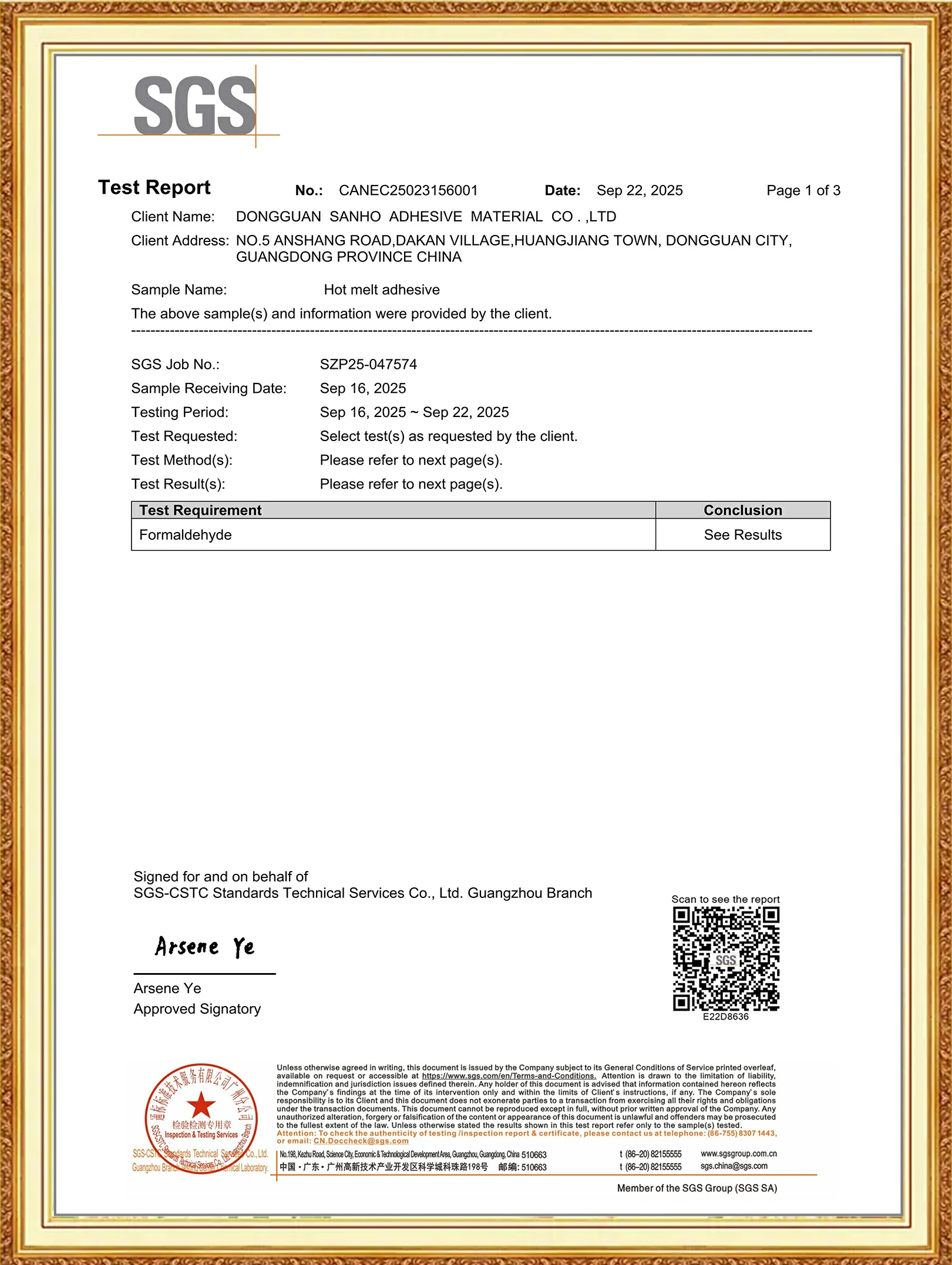 Formaldehyde-Hot-melt Adhesive