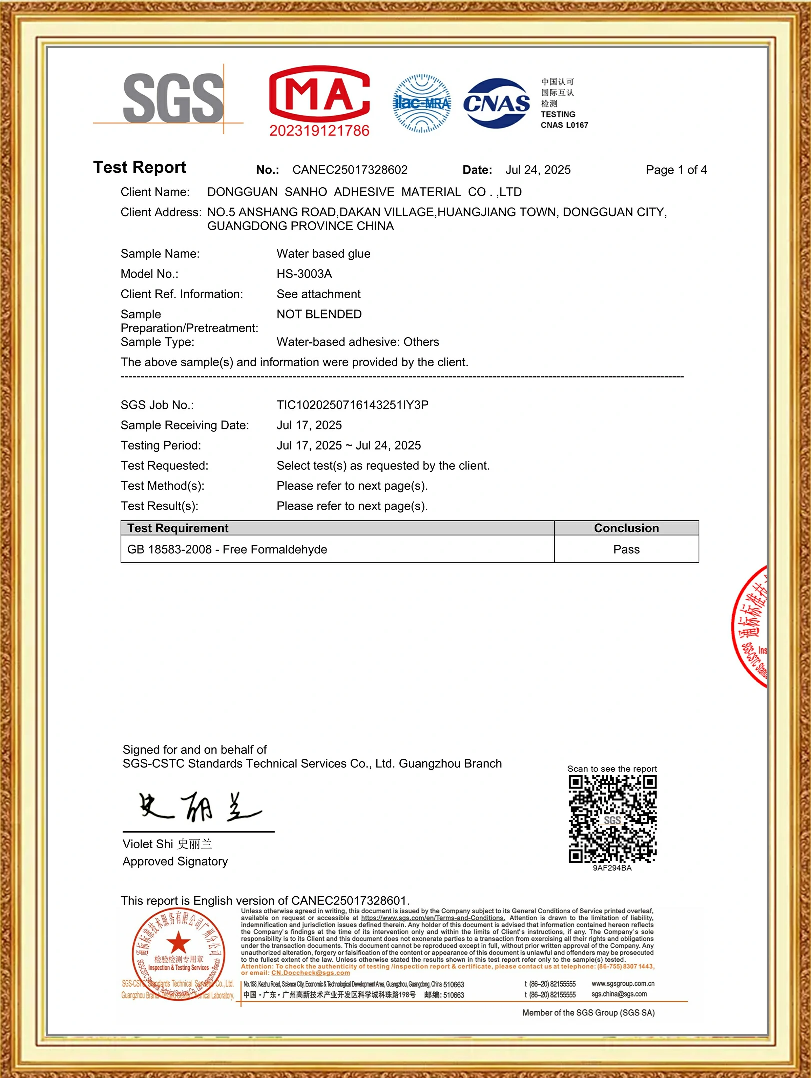 Formaldehyde Report